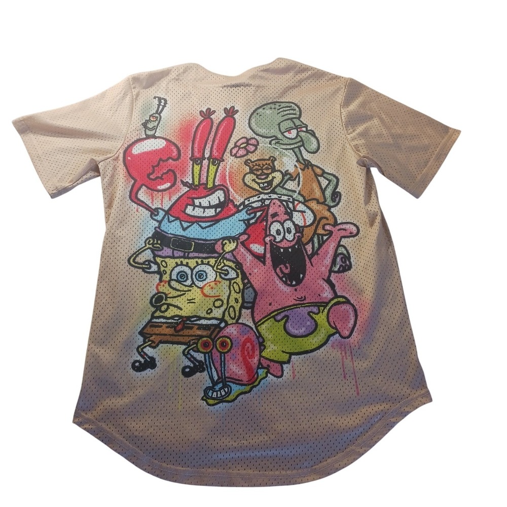 Nickelodeon SpongeBob SquarePants Baseball Jersey Small Mens Mesh Graphic Shirt